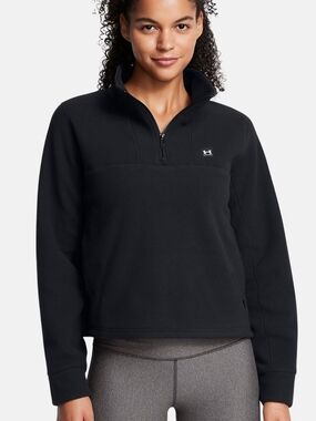 Under Armour Black Quarter-Zip Cropped Fleece Pullover Size XL